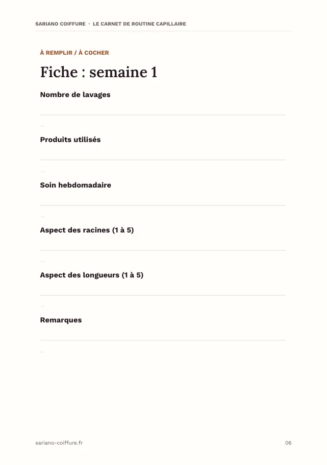 Aperçu de la page 6 de l'ebook Le carnet de routine capillaire