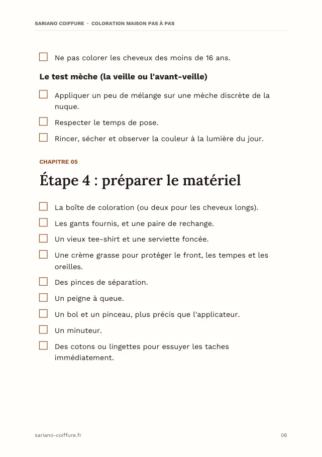 Aperçu de la page 6 de l'ebook Coloration maison pas à pas