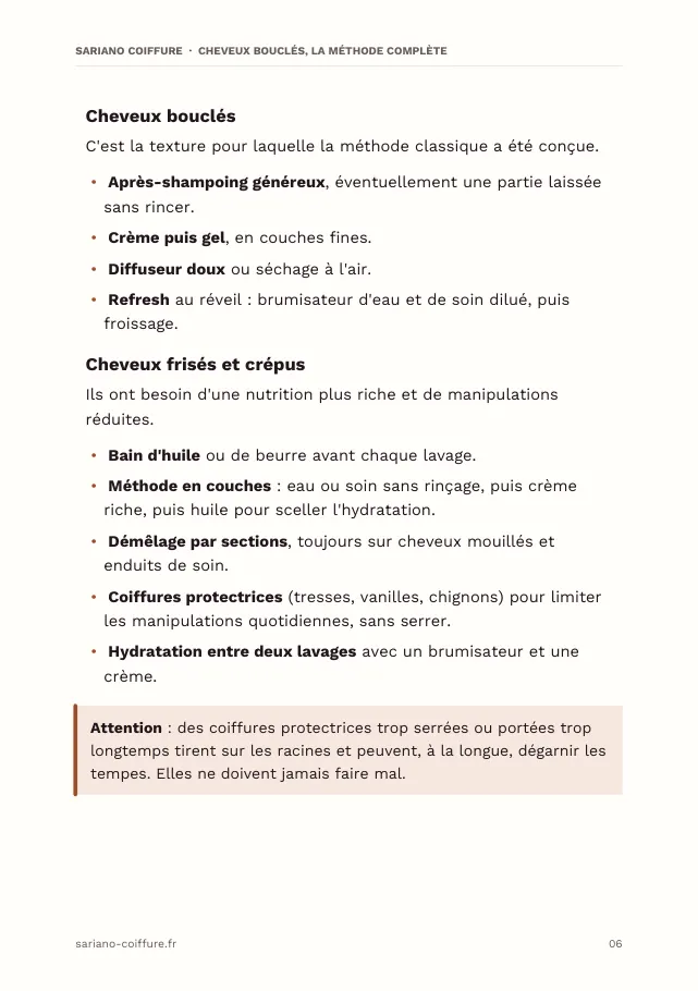 Aperçu de la page 6 de l'ebook Cheveux bouclés, la méthode complète