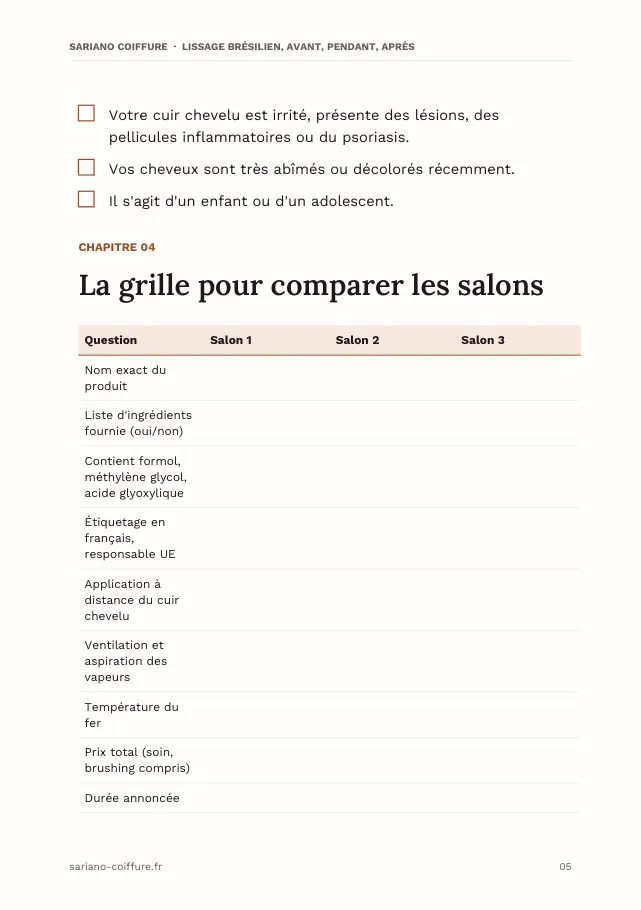 Aperçu de la page 5 de l'ebook Lissage brésilien, avant, pendant, après