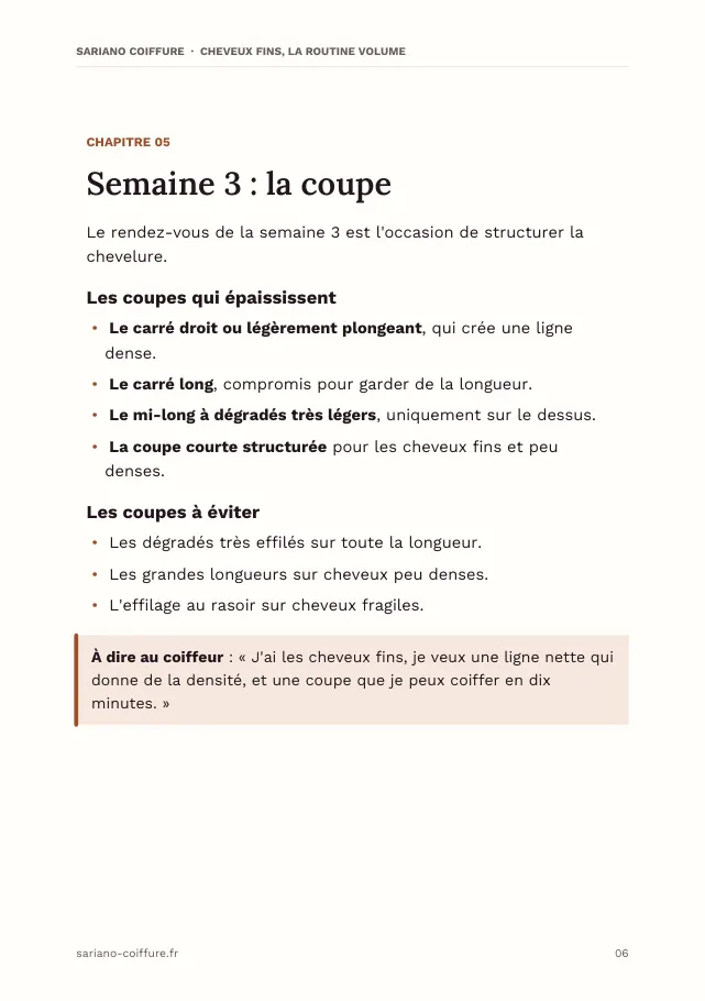 Aperçu de la page 6 de l'ebook Cheveux fins, la routine volume
